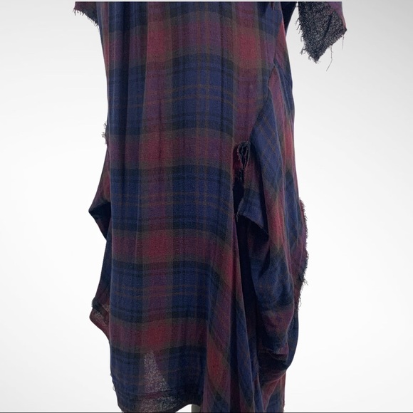 McQ Alexander McQueen Plaid Asymmetric Dress with Raw Hem - Picture 7 of 13
